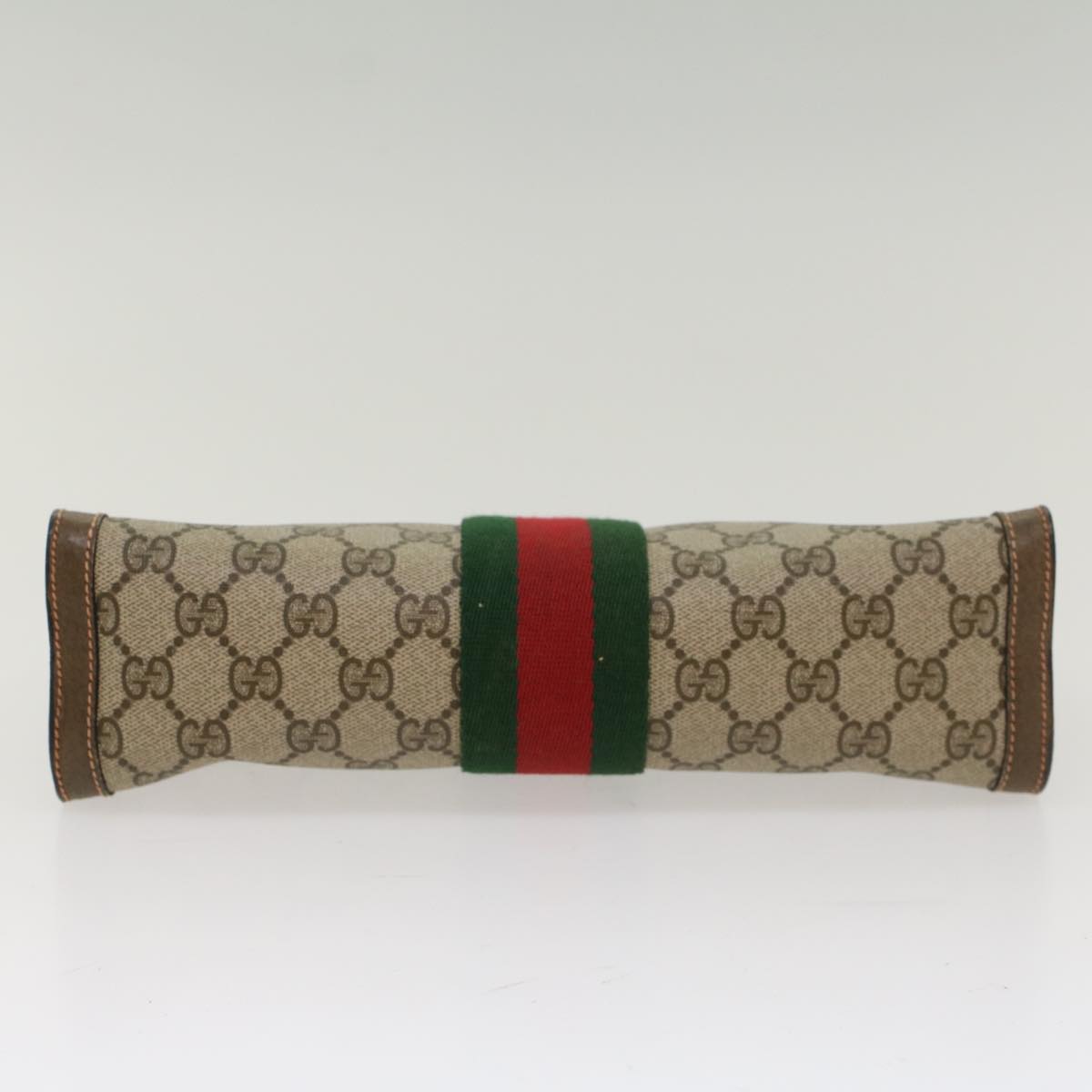 GUCCI GG Canvas Web Sherry Line Clutch Bag Beige Red Green 89.01.002 Auth yk8254