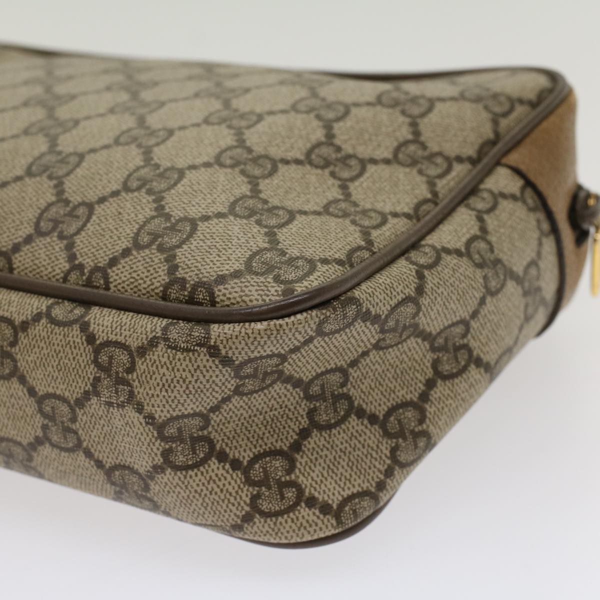 GUCCI GG Canvas Clutch Bag PVC Leather Beige 89.01.044 Auth yk8269