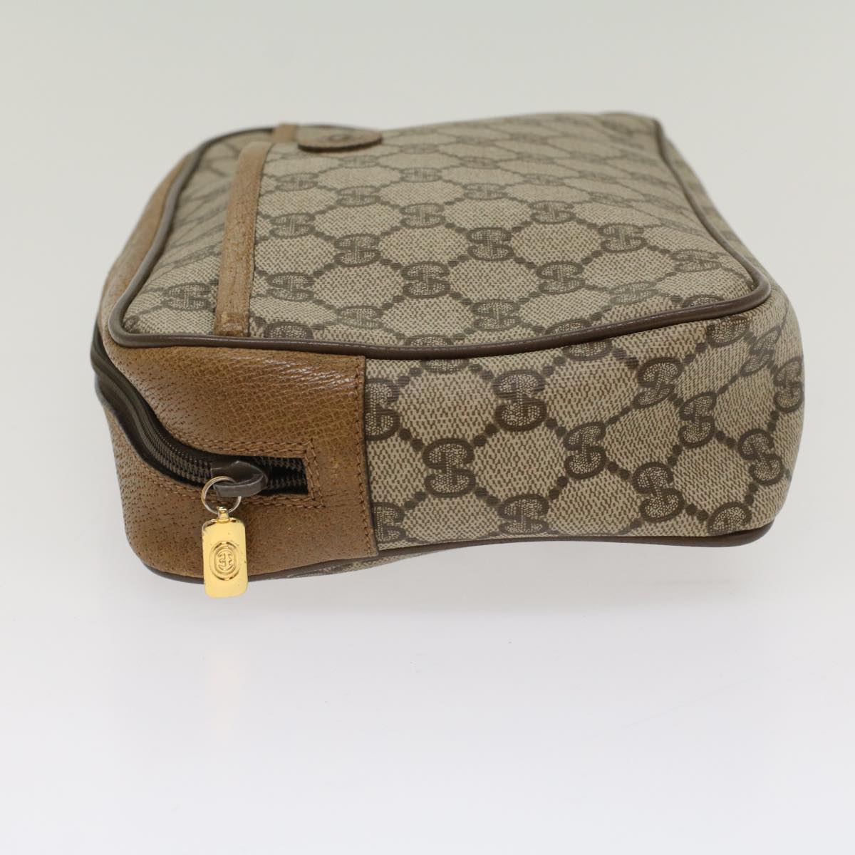 GUCCI GG Canvas Clutch Bag PVC Leather Beige 89.01.044 Auth yk8269