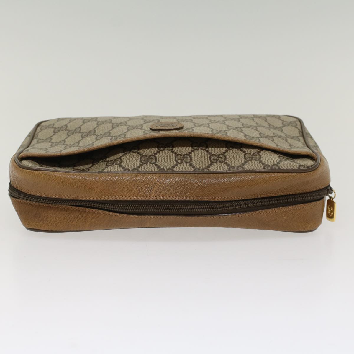 GUCCI GG Canvas Clutch Bag PVC Leather Beige 89.01.044 Auth yk8269