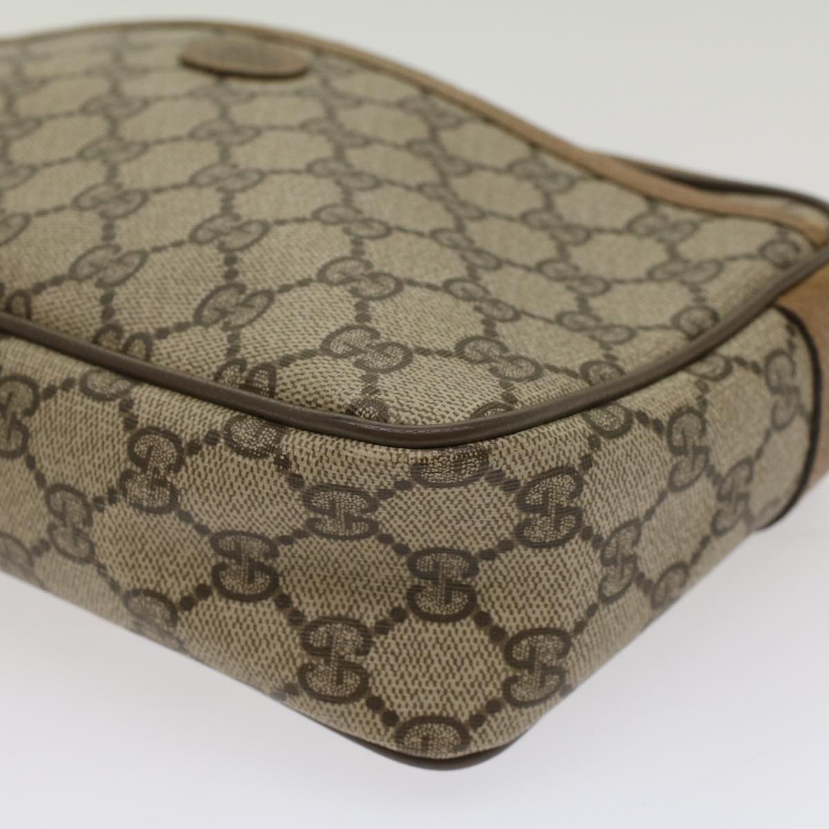 GUCCI GG Canvas Clutch Bag PVC Leather Beige 89.01.044 Auth yk8269