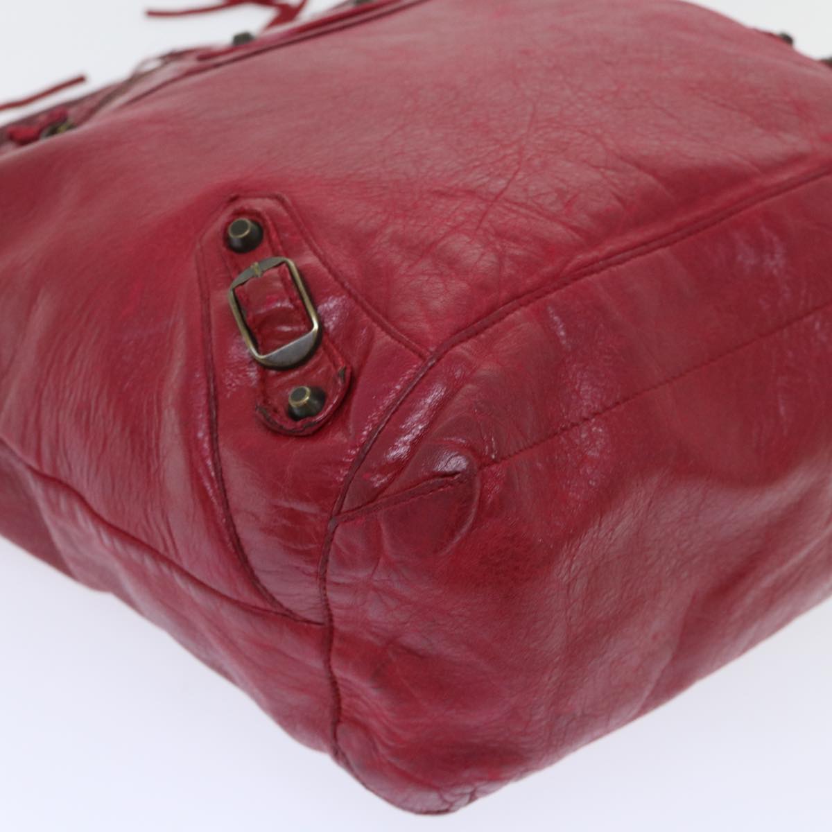 BALENCIAGA The Deeditors Shoulder Bag Leather Red 140442 Auth yk8272