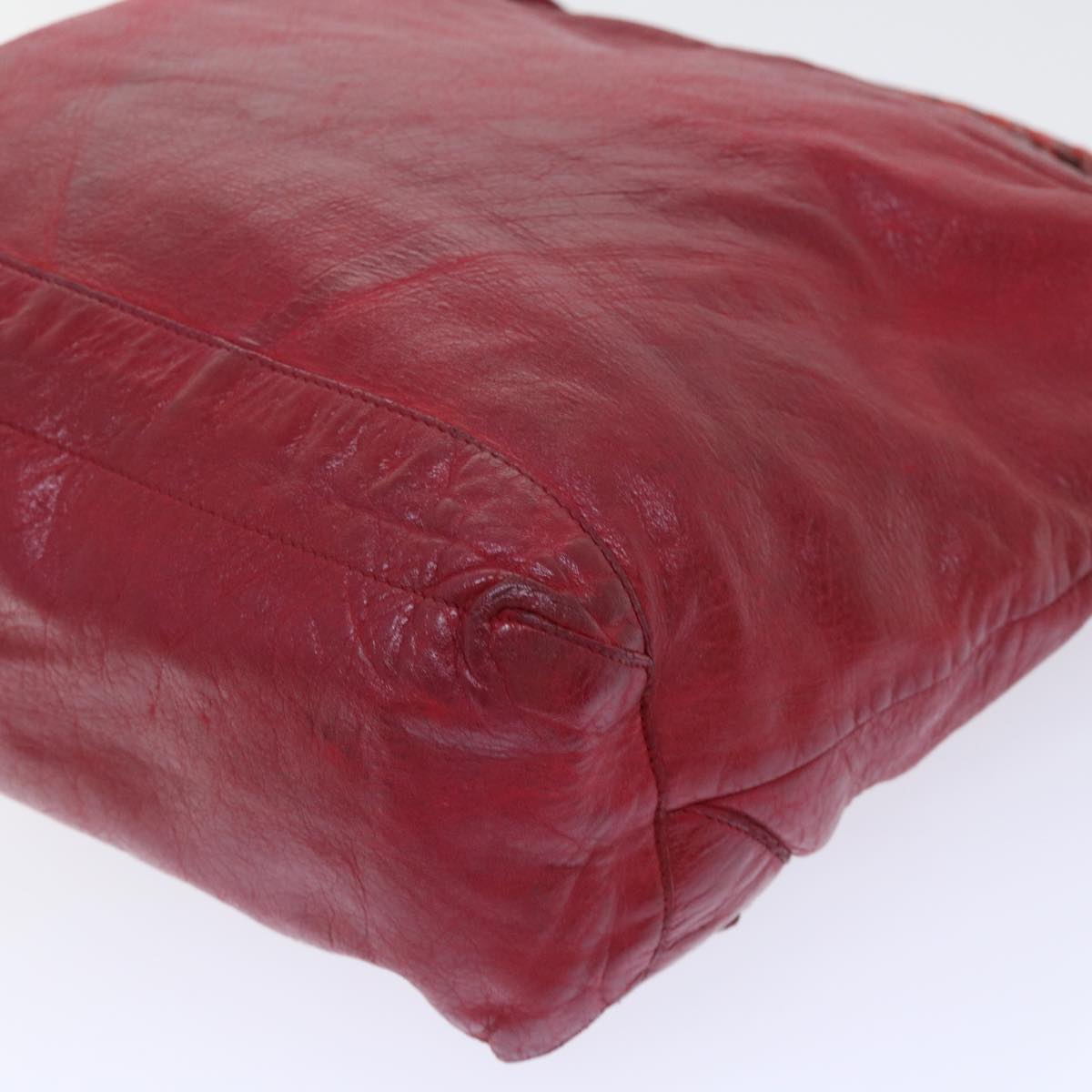 BALENCIAGA The Deeditors Shoulder Bag Leather Red 140442 Auth yk8272