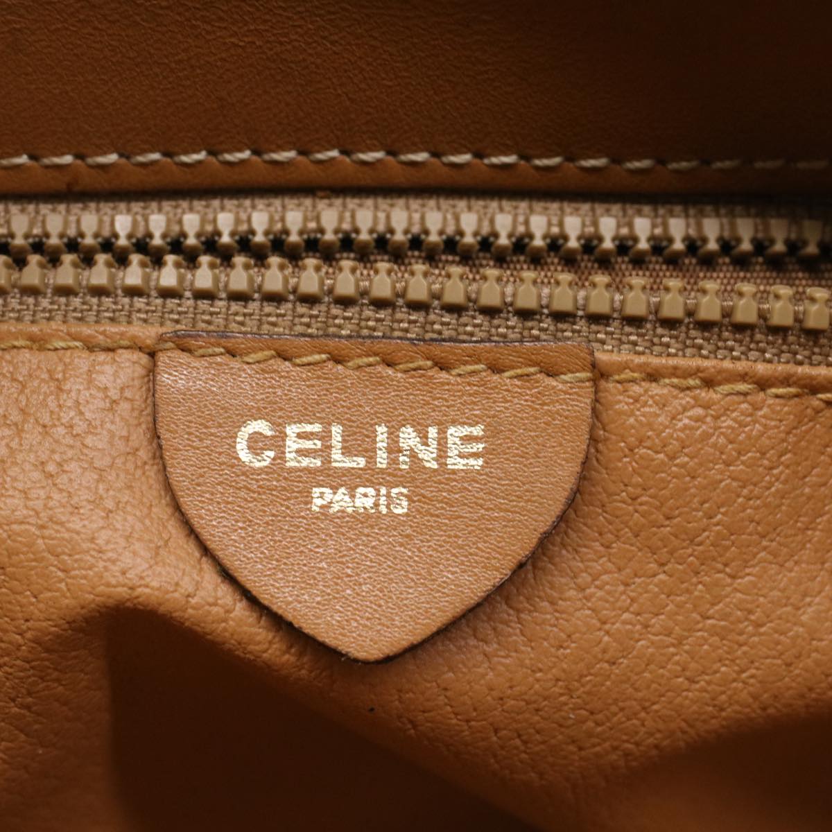 CELINE Macadam Canvas Shoulder Bag PVC Leather Brown Auth yk8282