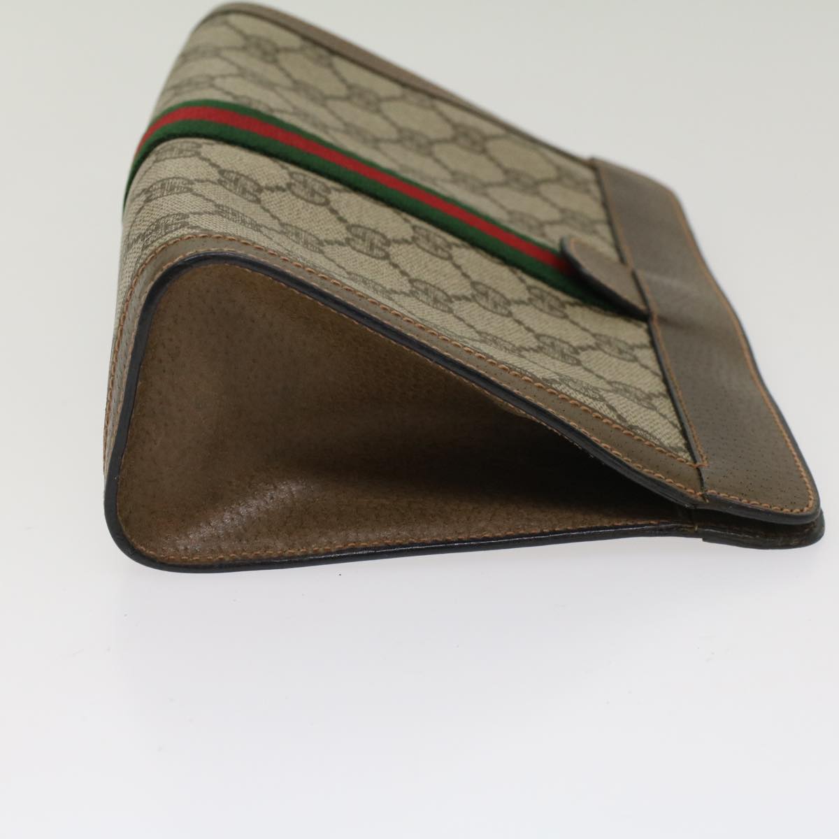 GUCCI GG Canvas Web Sherry Line Clutch Bag Beige Red Green 89.01.001 Auth yk8285