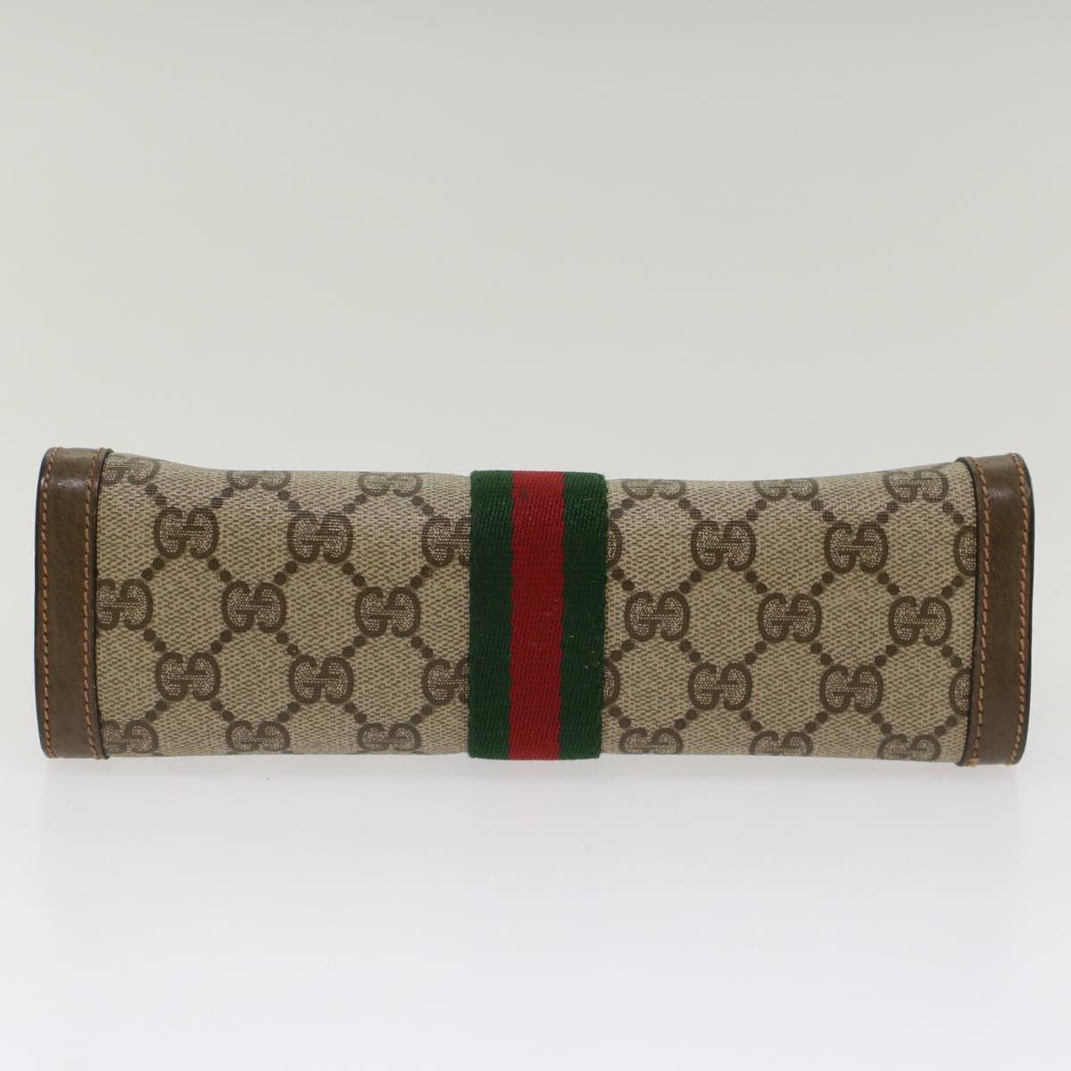 GUCCI GG Canvas Web Sherry Line Clutch Bag Beige Red Green 89.01.001 Auth yk8285