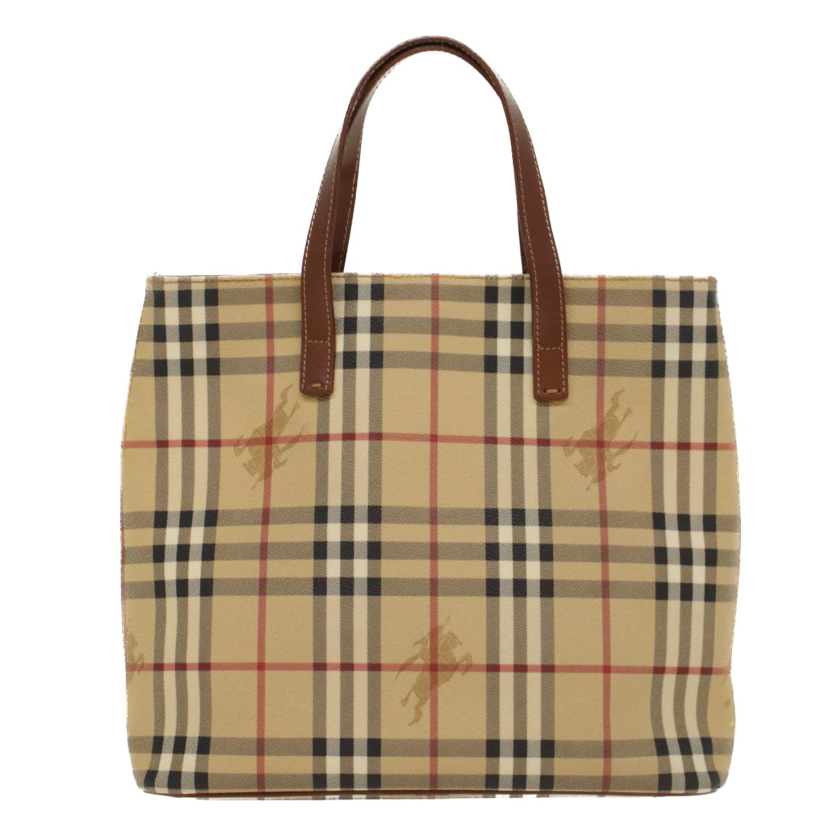 BURBERRY Nova Check Hand Bag PVC Leather Beige Auth yk8286 - 0