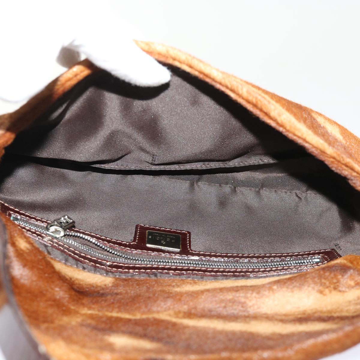 FENDI Mamma Baguette Shoulder Bag Harako leather Brown Auth yk8292