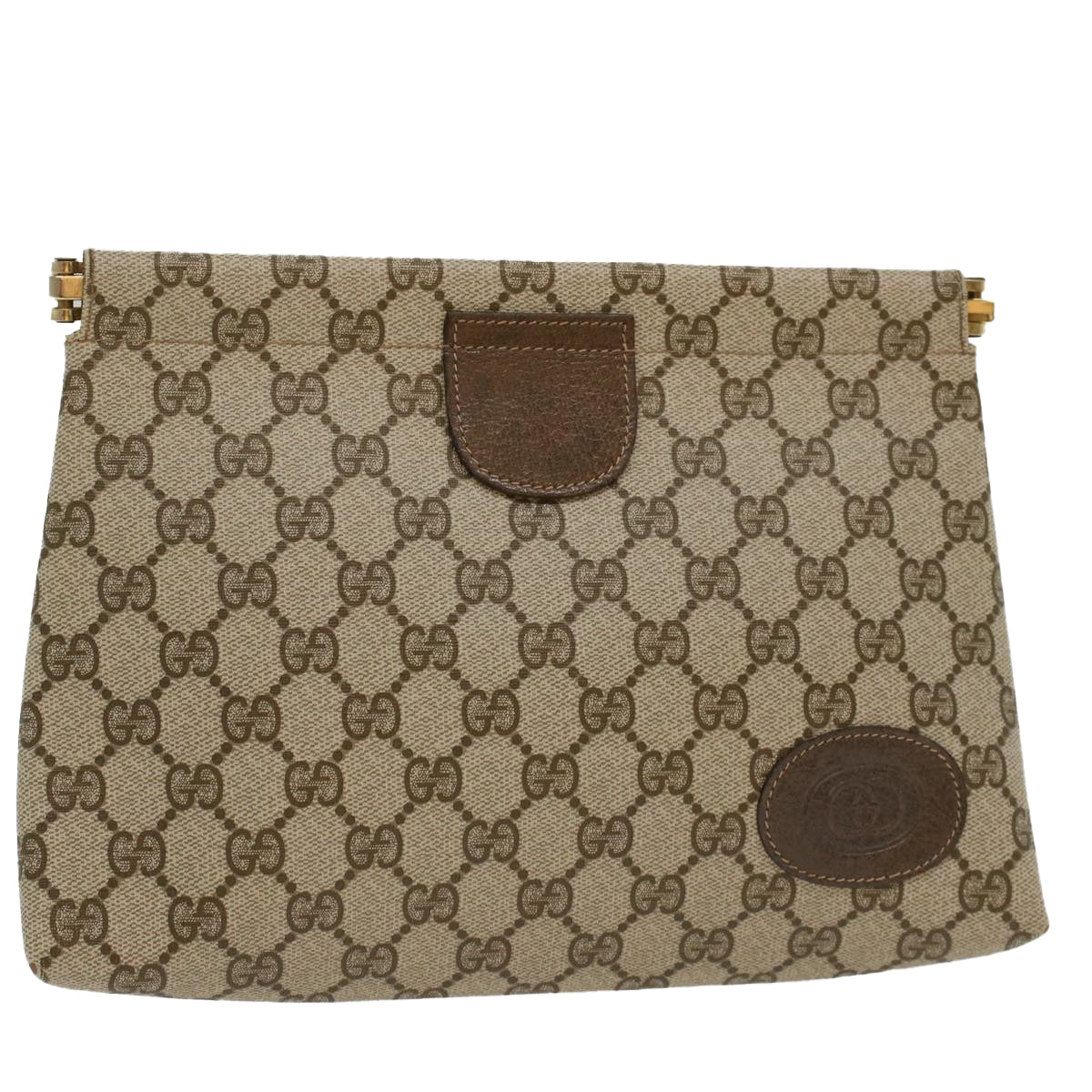 GUCCI GG Canvas Clutch Bag PVC Leather Beige 67-039-5229 Auth yk8304