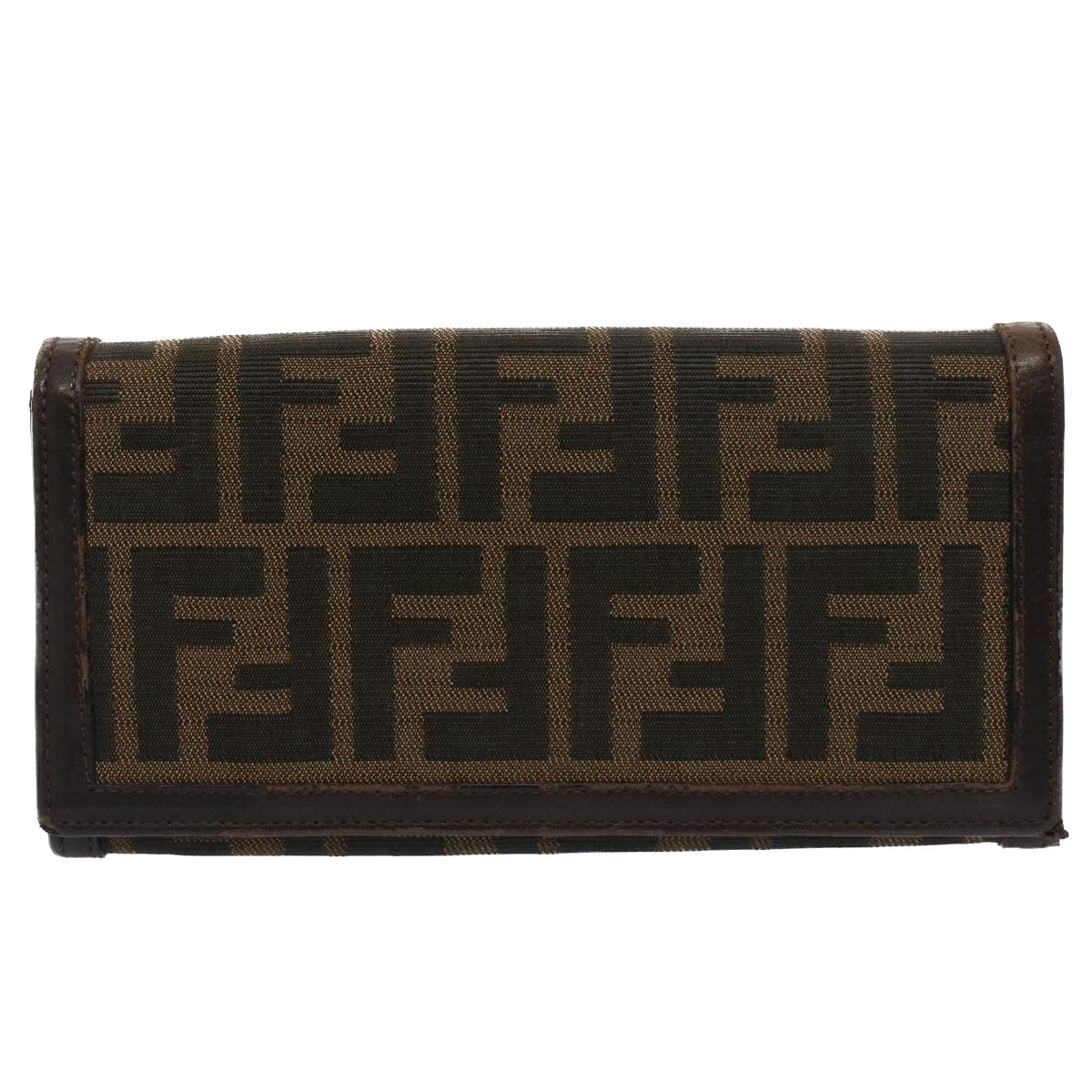 FENDI Zucca Canvas Wallet Black Brown Auth yk8305