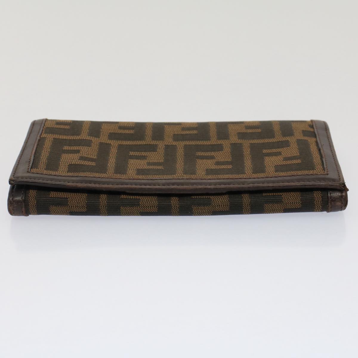 FENDI Zucca Canvas Wallet Black Brown Auth yk8305