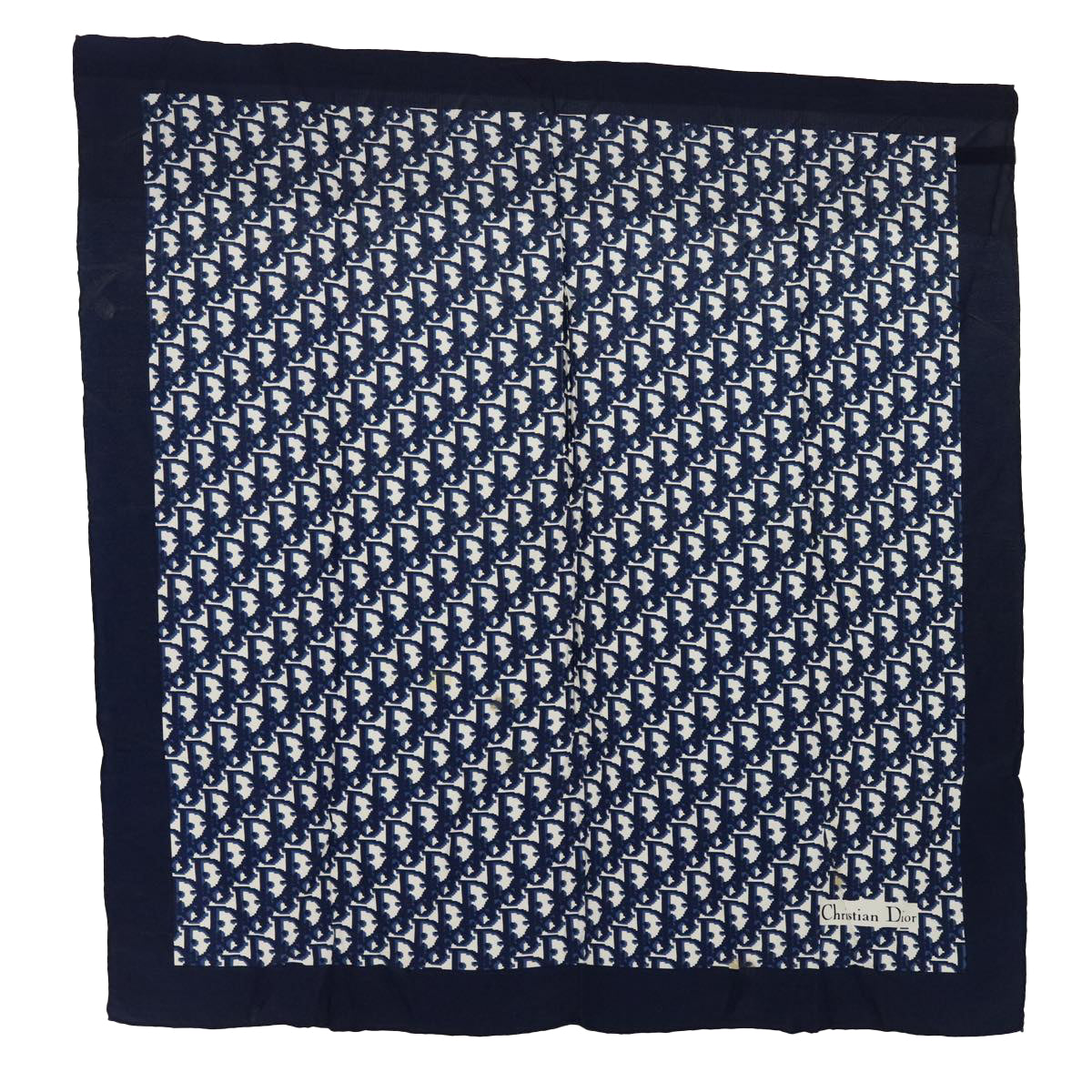 Christian Dior Trotter Scarf Silk Navy Auth yk8308