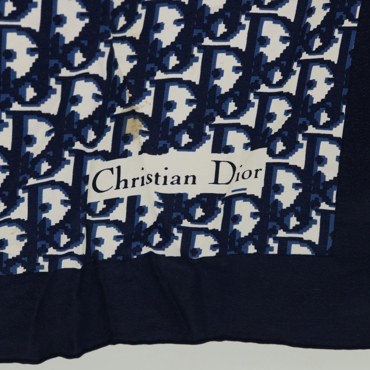 Christian Dior Trotter Scarf Silk Navy Auth yk8308