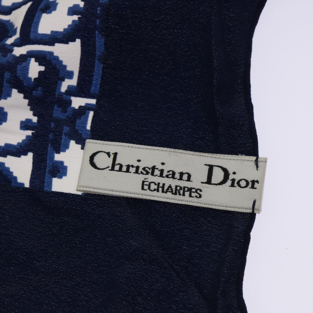 Christian Dior Trotter Scarf Silk Navy Auth yk8308