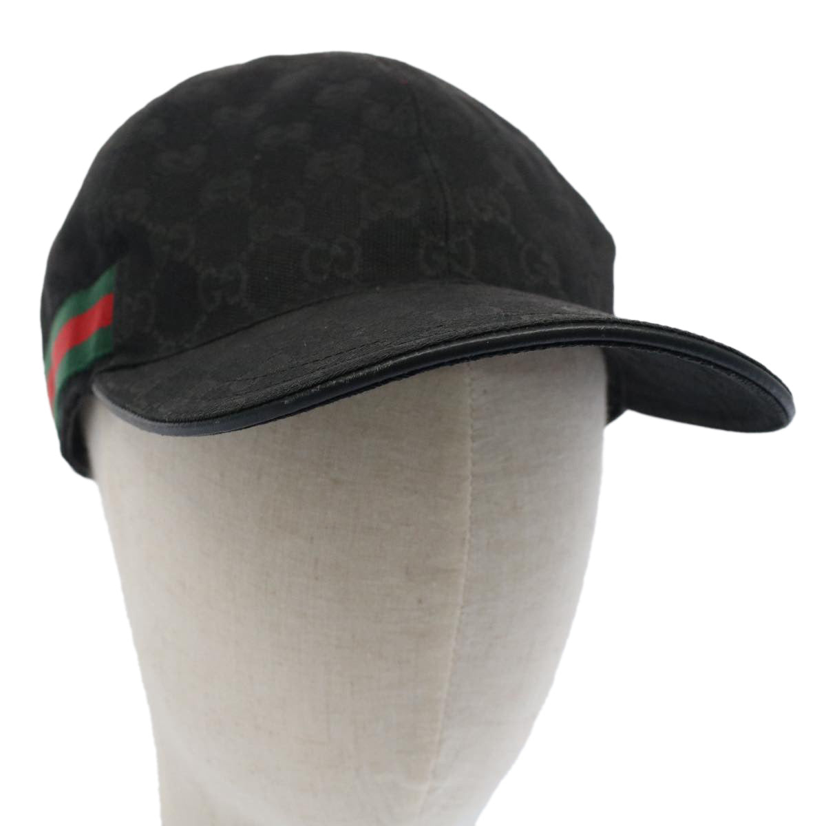 GUCCI GG Canvas Web Sherry Line Cap XL Black Red Green 200035 Auth yk8309