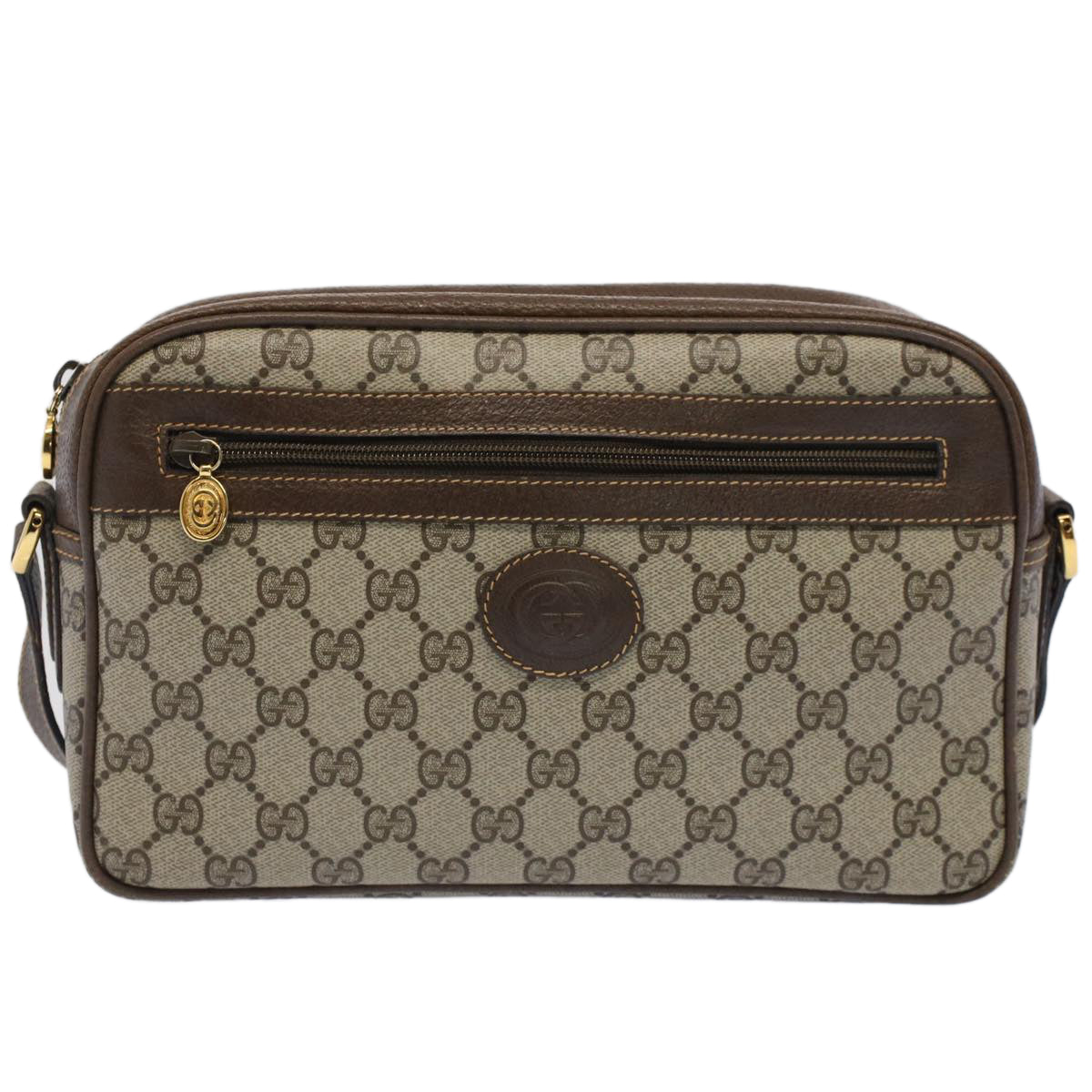 GUCCI GG Canvas Shoulder Bag PVC Leather Beige 001.56.0942 Auth yk8312