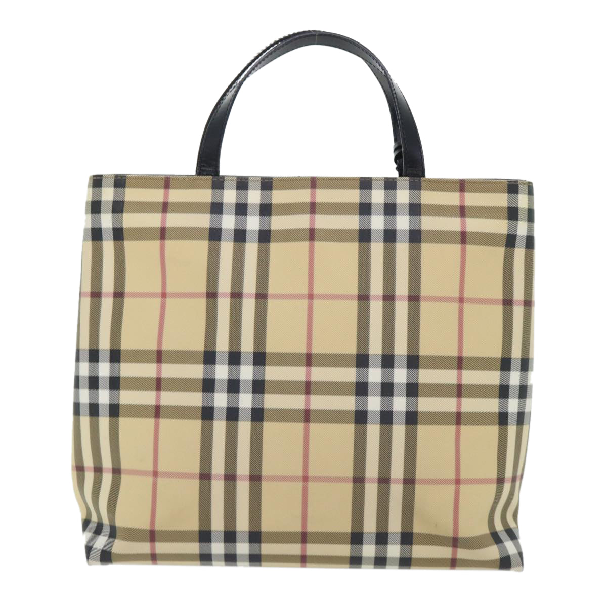 BURBERRY Nova Check Hand Bag PVC Leather Beige Auth yk8321 - 0