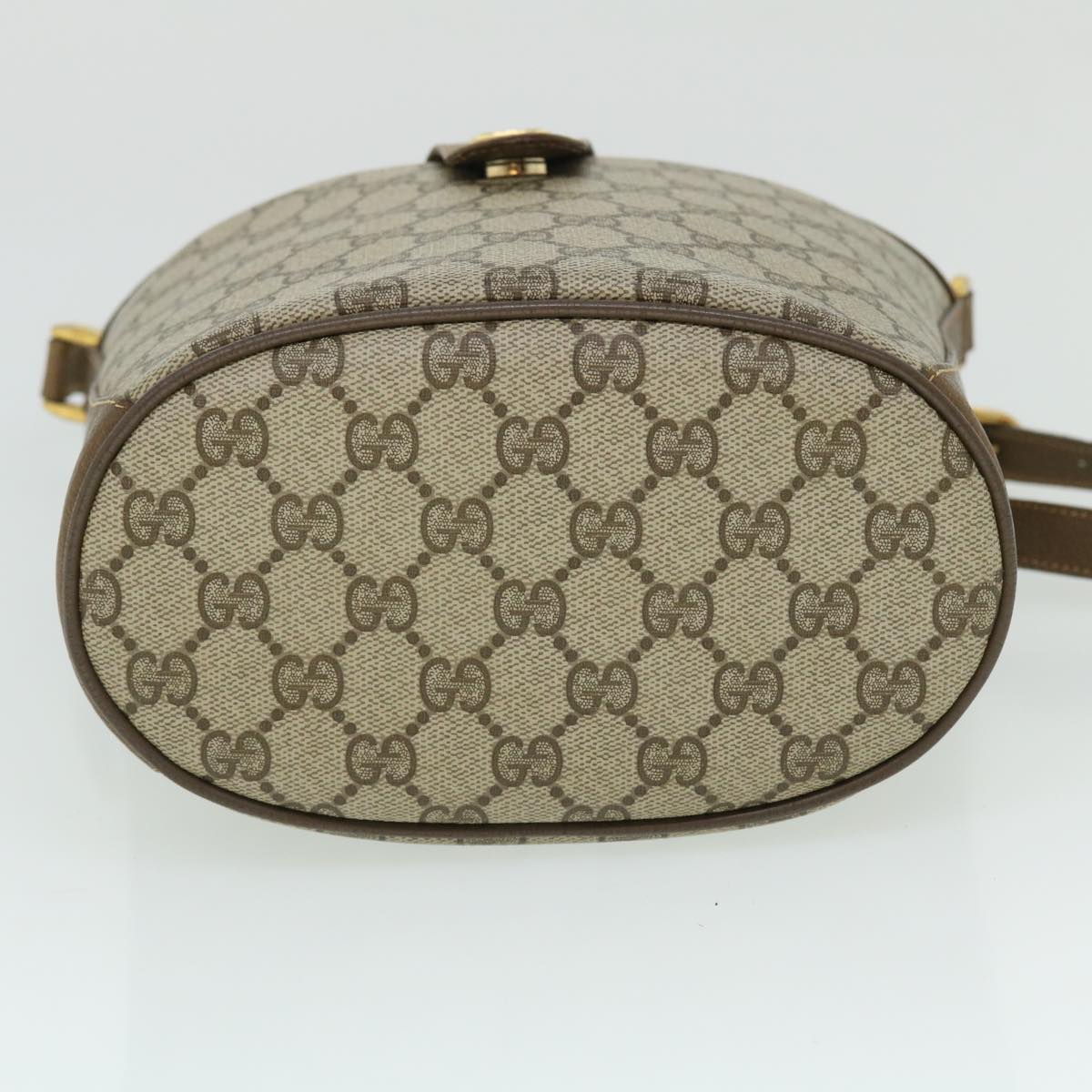 GUCCI GG Canvas Web Sherry Line Shoulder Bag PVC Leather Beige Red Auth yk8333