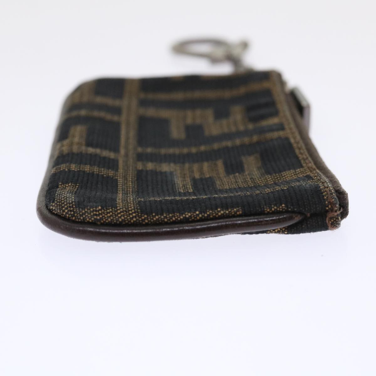 FENDI Zucca Canvas Coin Purse Black Brown Auth yk8340