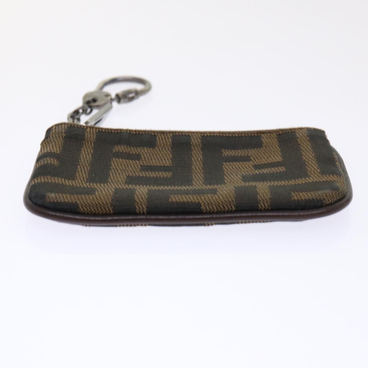 FENDI Zucca Canvas Coin Purse Black Brown Auth yk8340