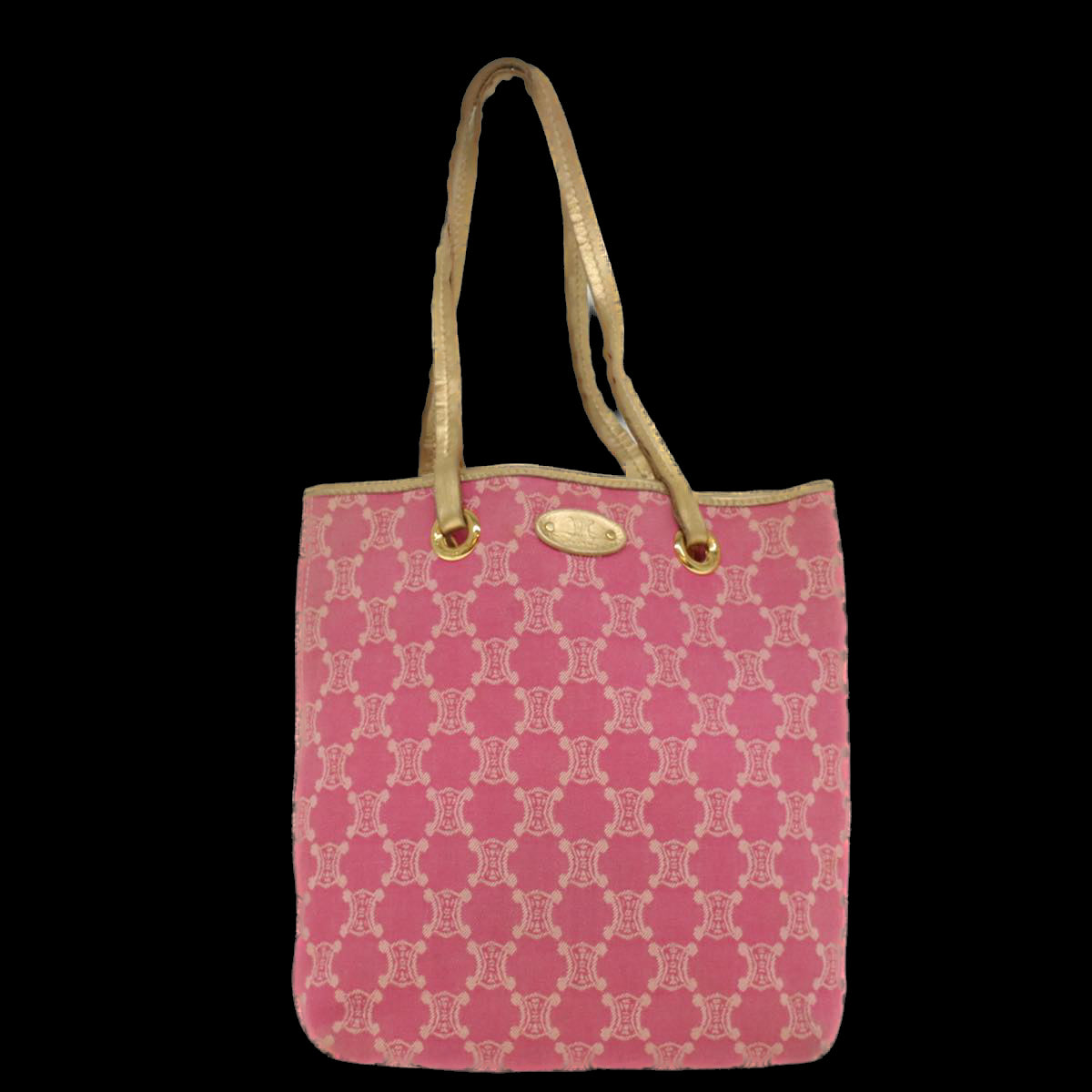 CELINE Paris Macadam Canvas Tote Bag Pink Auth yk8347