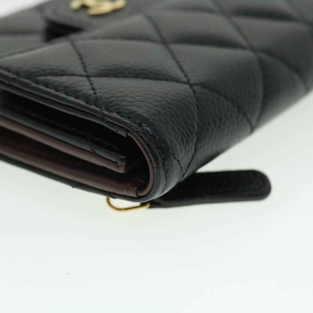 CHANEL Matelasse Classic Small Flap Wallet Caviar Skin Black CC Auth yk8350