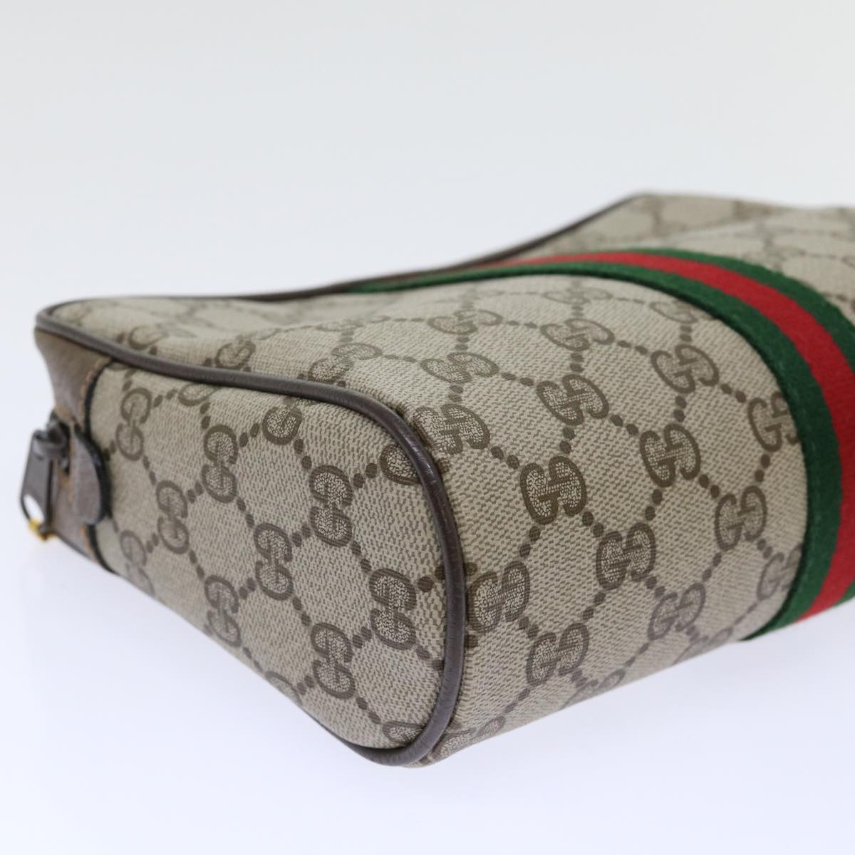 GUCCI GG Canvas Web Sherry Line Clutch Bag Beige Red 63 01 012 Auth yk8363B