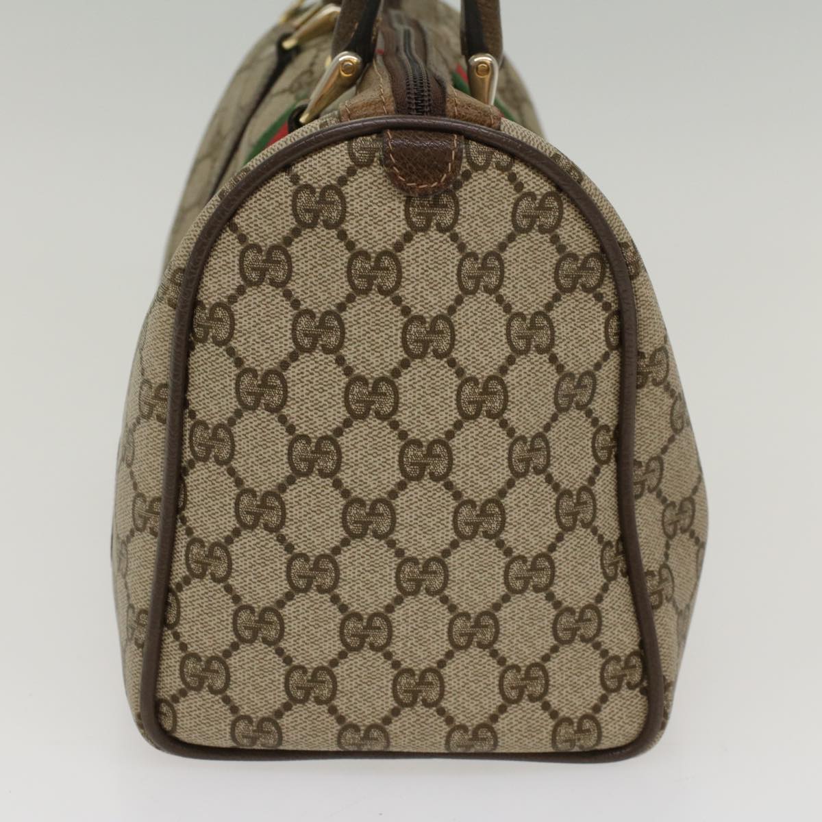 GUCCI GG Canvas Web Sherry Line Boston Bag Beige Red 20 012 3842 Auth yk8394B