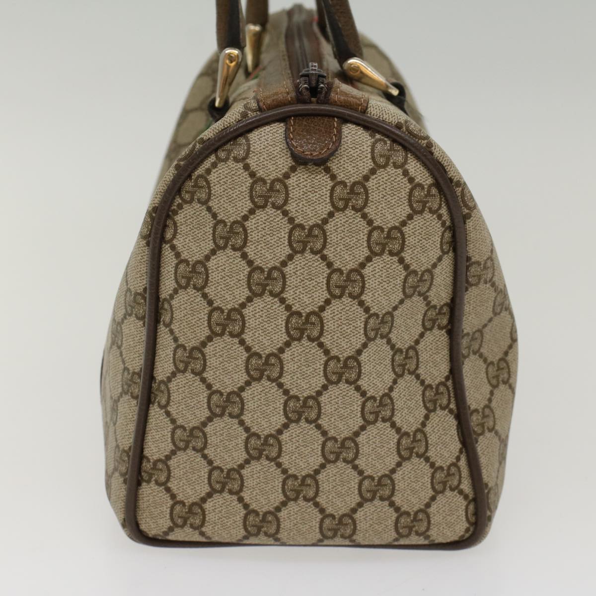 GUCCI GG Canvas Web Sherry Line Boston Bag Beige Red 20 012 3842 Auth yk8394B