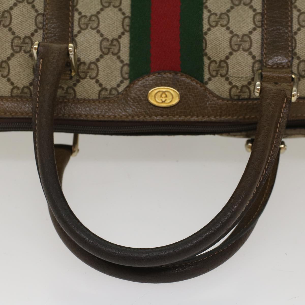 GUCCI GG Canvas Web Sherry Line Boston Bag Beige Red 20 012 3842 Auth yk8394B