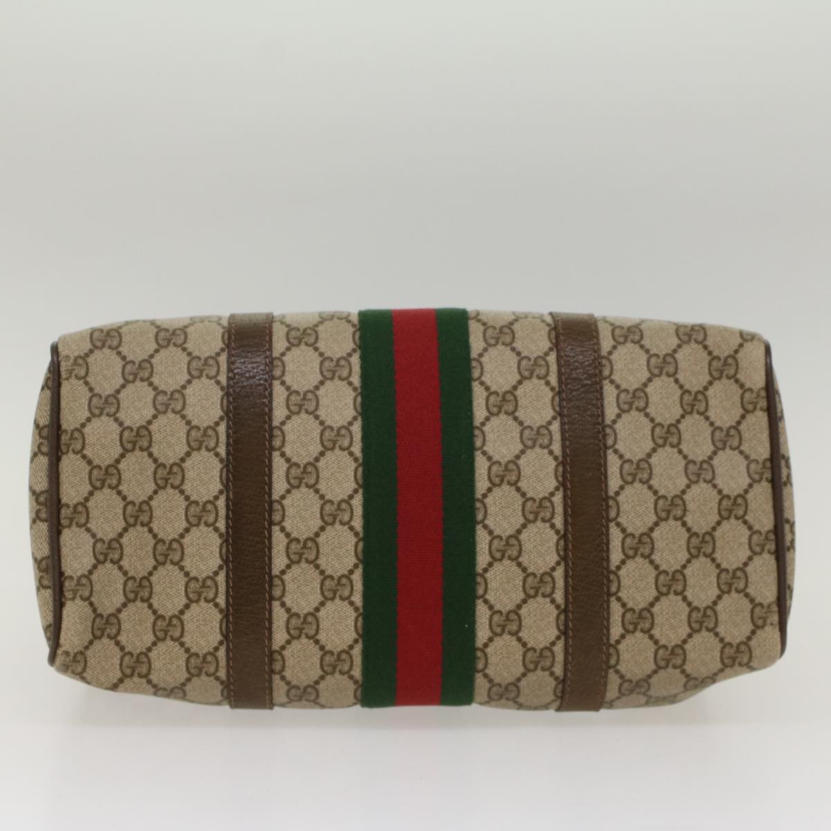 GUCCI GG Canvas Web Sherry Line Boston Bag Beige Red 20 012 3842 Auth yk8394B