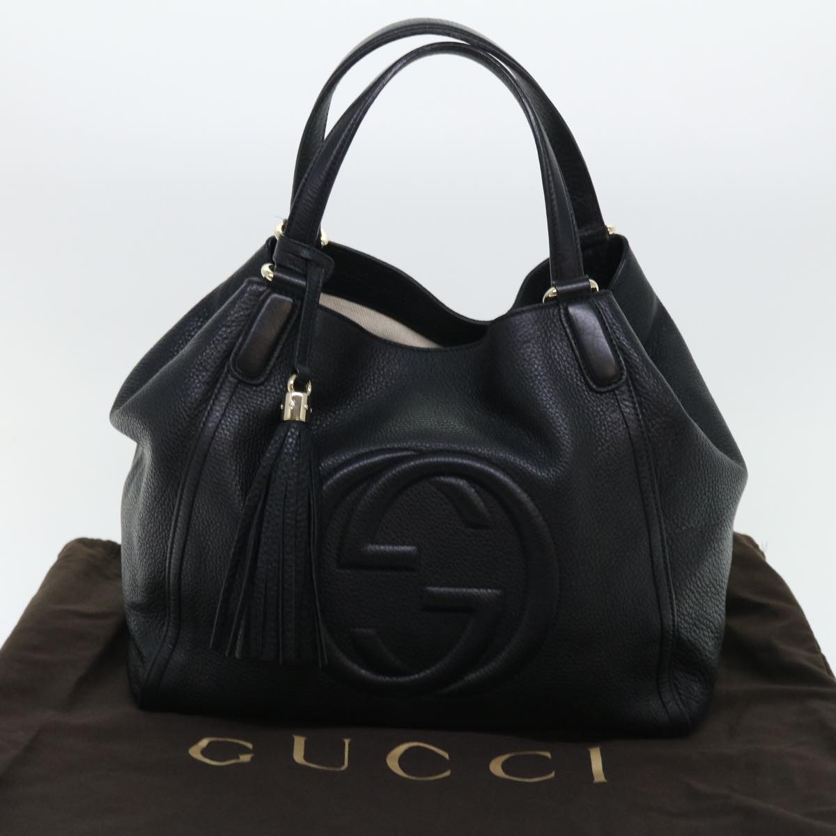 GUCCI Soho Shoulder Bag Leather Black 282309 Auth yk8405