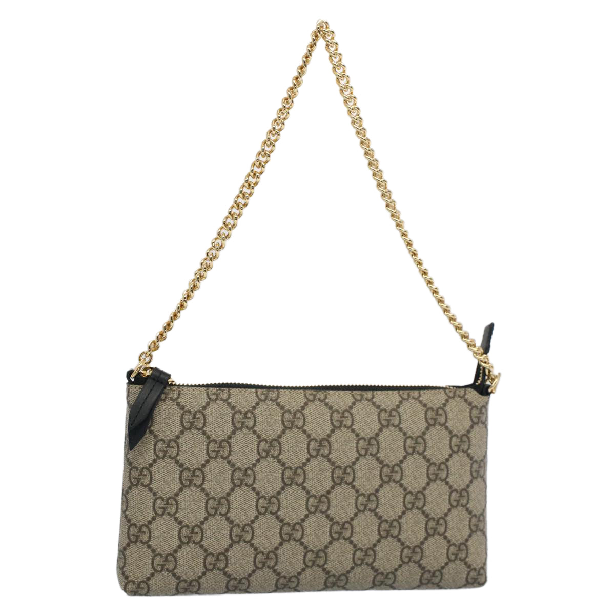 GUCCI GG Canvas Chain Accessory Pouch PVC Leather Beige 428449 Auth yk8408