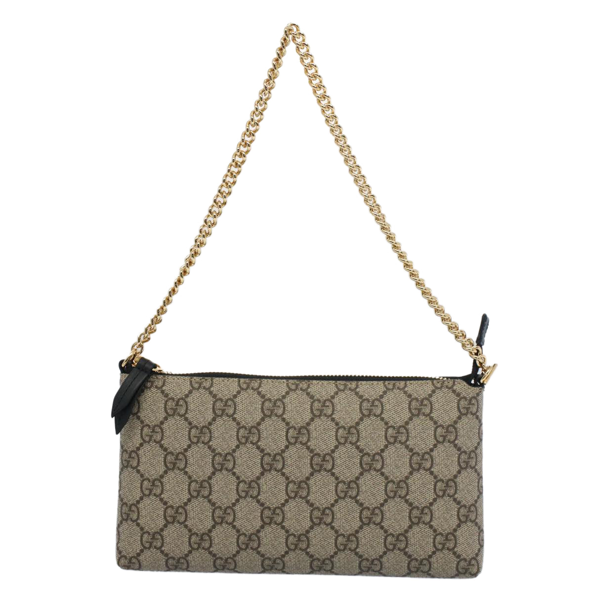 GUCCI GG Canvas Chain Accessory Pouch PVC Leather Beige 428449 Auth yk8408 - 0