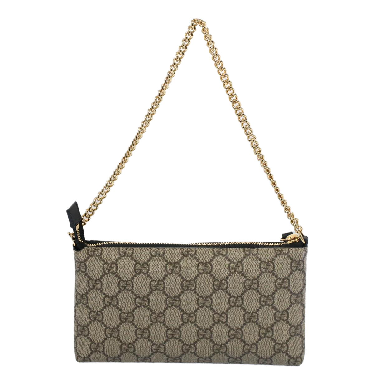 GUCCI GG Canvas Chain Accessory Pouch PVC Leather Beige 428449 Auth yk8408