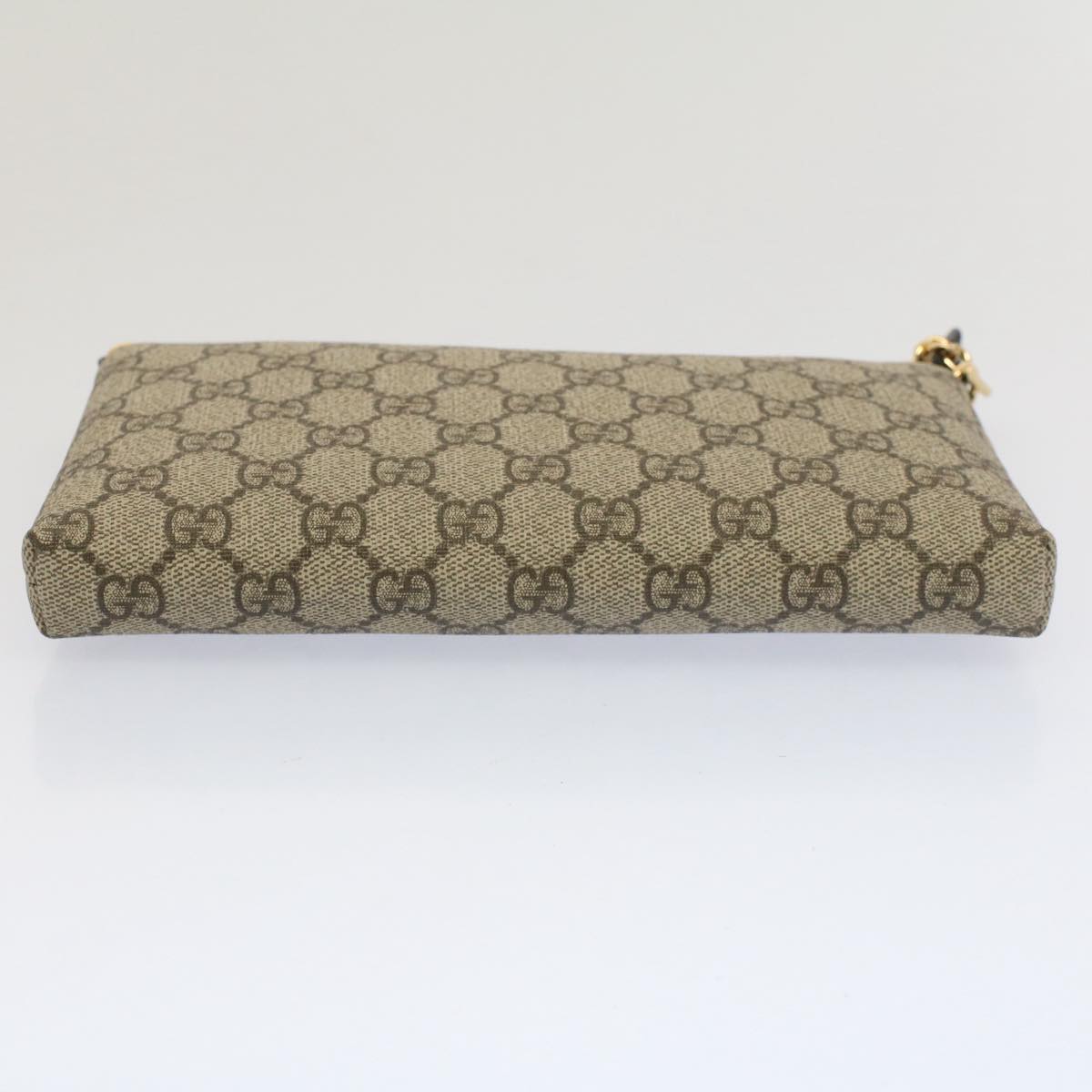 GUCCI GG Canvas Chain Accessory Pouch PVC Leather Beige 428449 Auth yk8408