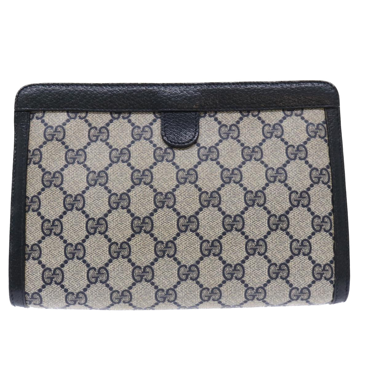 GUCCI GG Canvas Sherry Line Clutch Bag Gray Red Navy 89 01 032 Auth yk8409