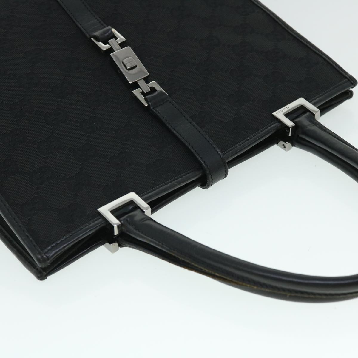 GUCCI GG Canvas Jackie Hand Bag Black Auth yk8412