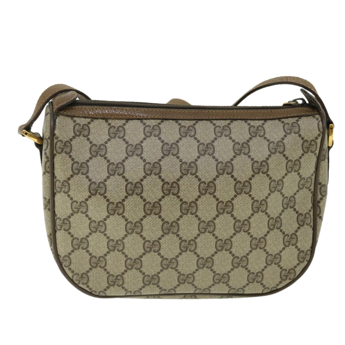 GUCCI GG Canvas Web Sherry Line Shoulder Bag PVC Leather Beige Green Auth yk8413 - 0