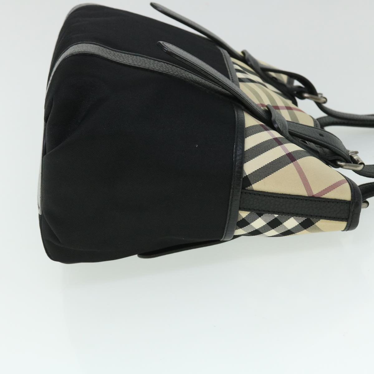 BURBERRY Nova Check Tote Bag Nylon Beige Black Auth yk8426