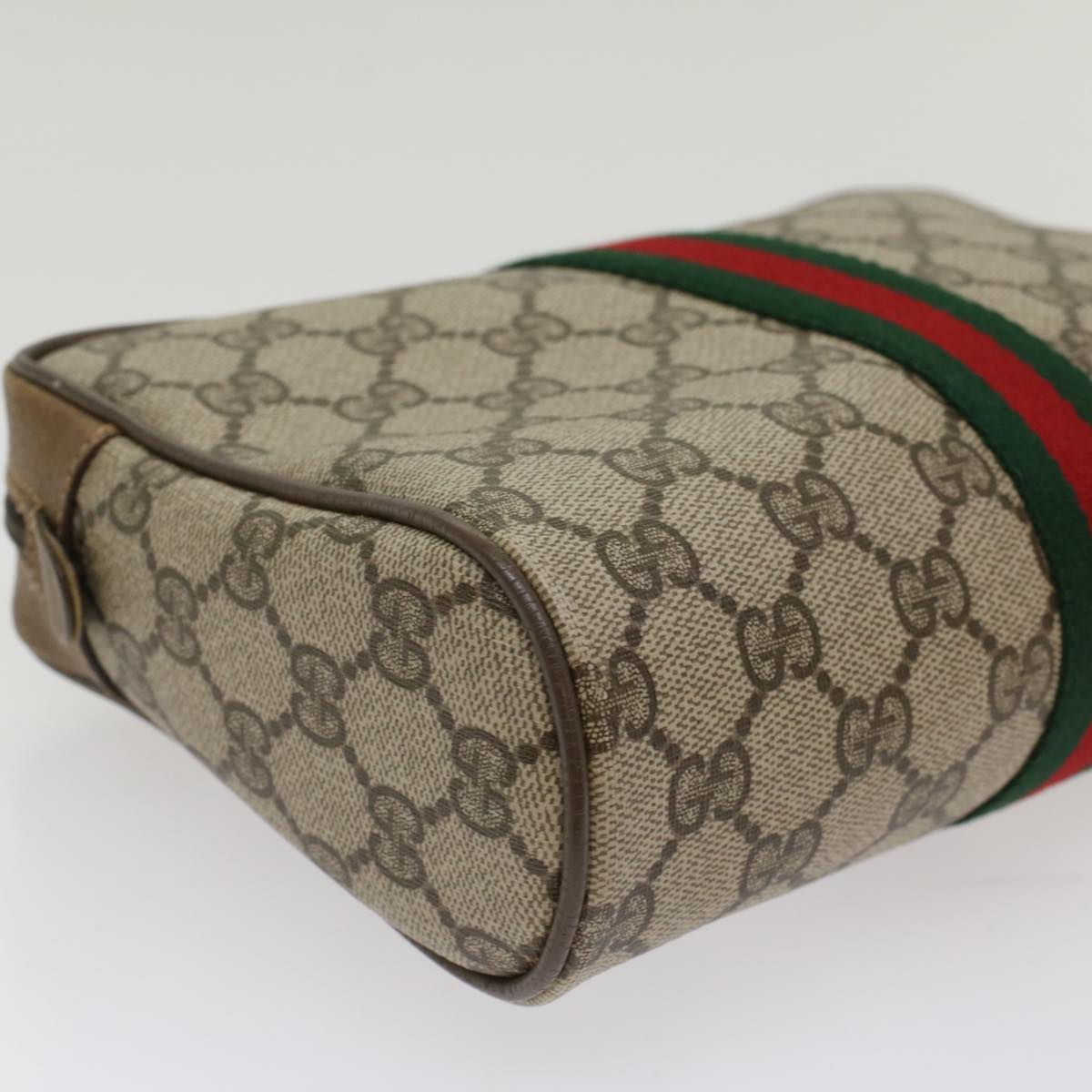 GUCCI GG Canvas Web Sherry Line Clutch Bag Beige Red Green 89 01 012 Auth yk8427