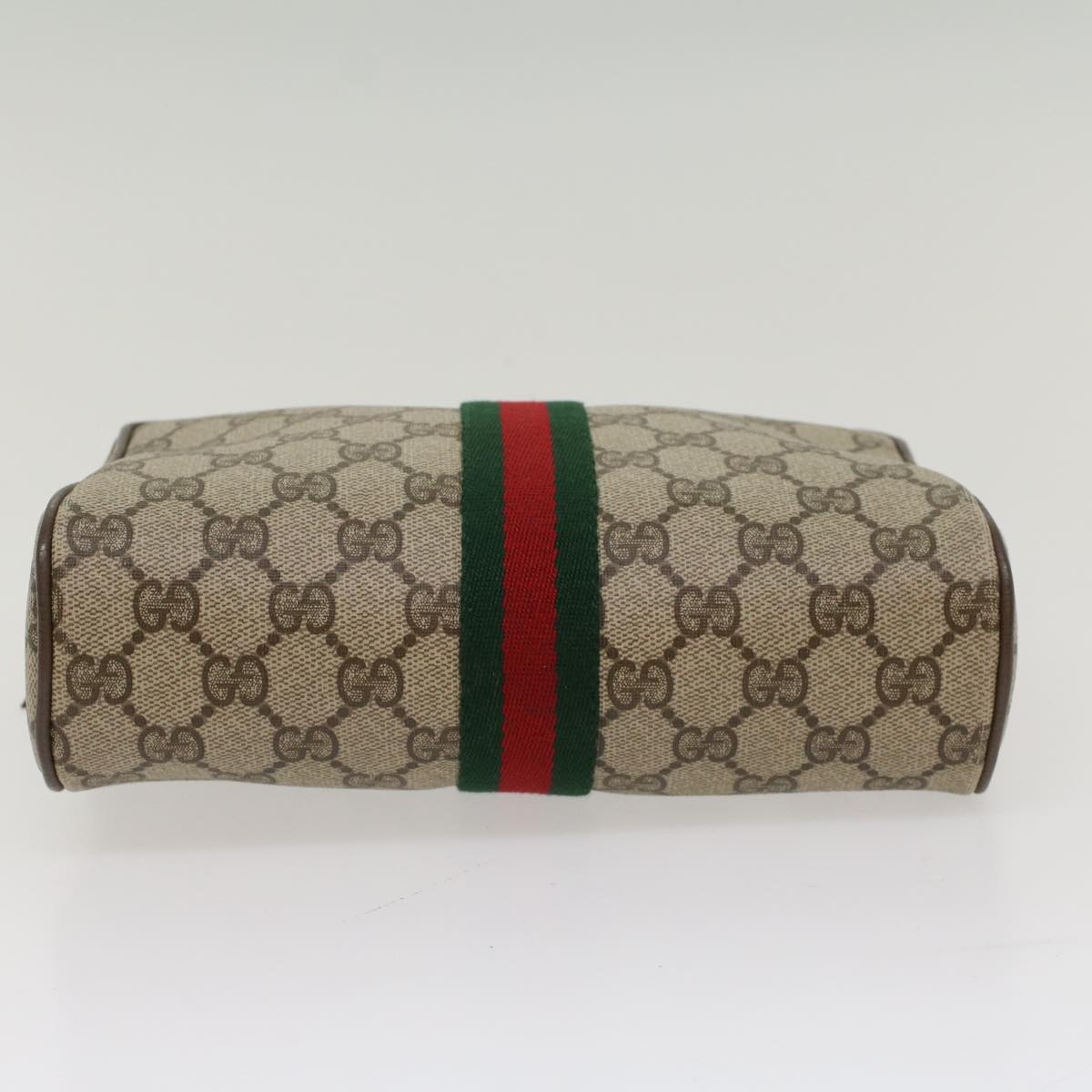 GUCCI GG Canvas Web Sherry Line Clutch Bag Beige Red Green 89 01 012 Auth yk8427