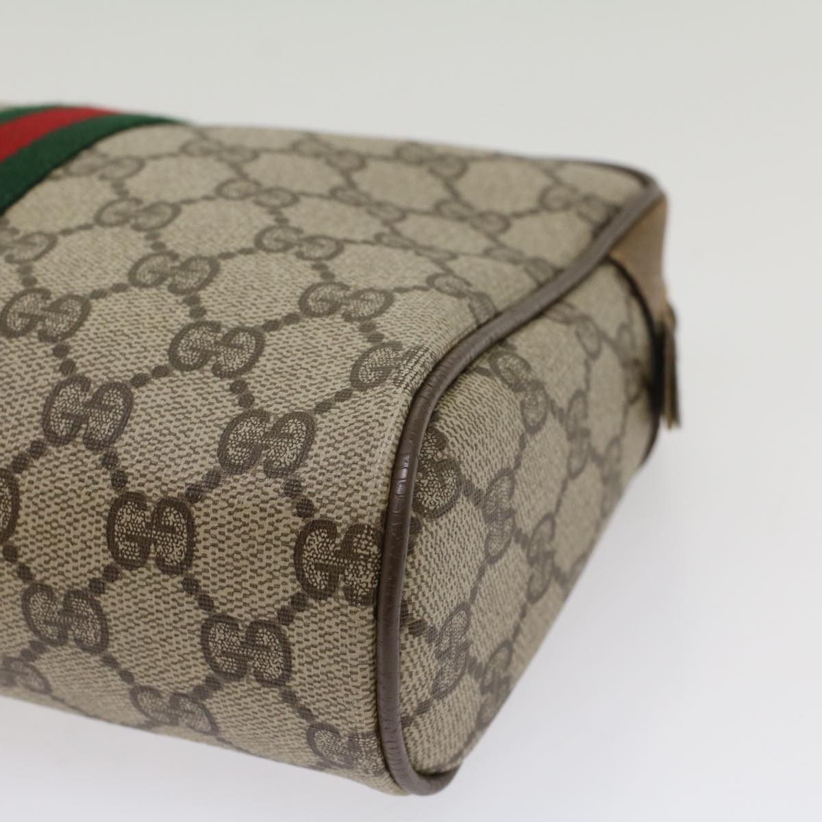 GUCCI GG Canvas Web Sherry Line Clutch Bag Beige Red Green 89 01 012 Auth yk8427