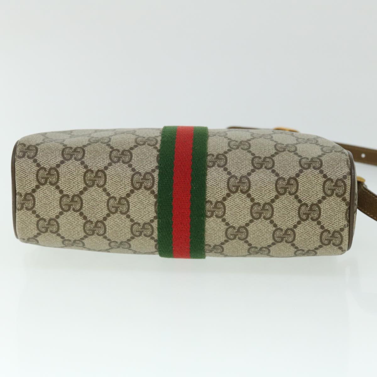 GUCCI GG Canvas Web Sherry Line Shoulder Bag Beige Red 89 02 018 Auth yk8428