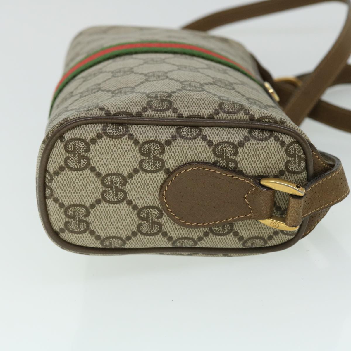 GUCCI GG Canvas Web Sherry Line Shoulder Bag Beige Red 89 02 018 Auth yk8428