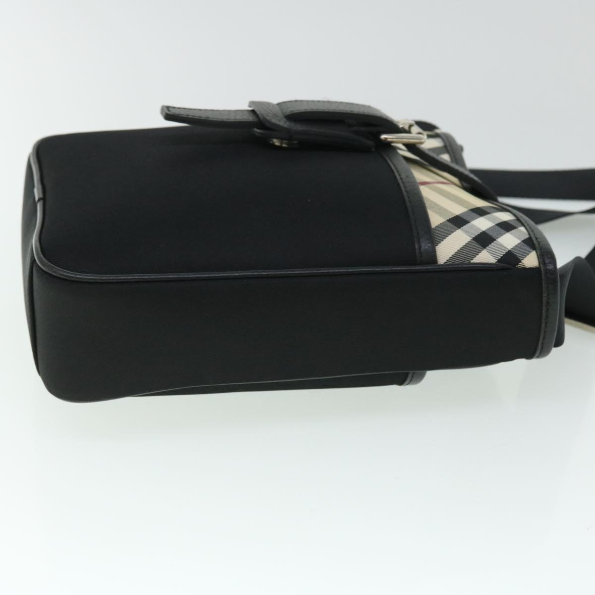 BURBERRY Nova Check Shoulder Bag Nylon Black Beige Auth yk8450