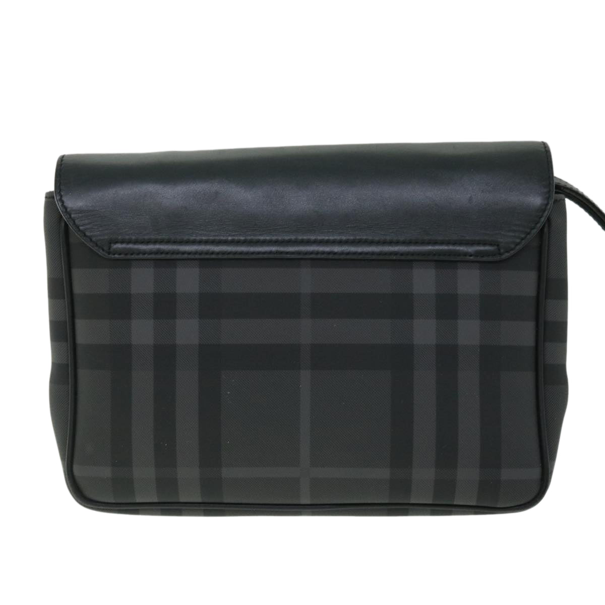 BURBERRY Nova Check Clutch Bag Coated Canvas Leather Black Auth yk8453 - 0