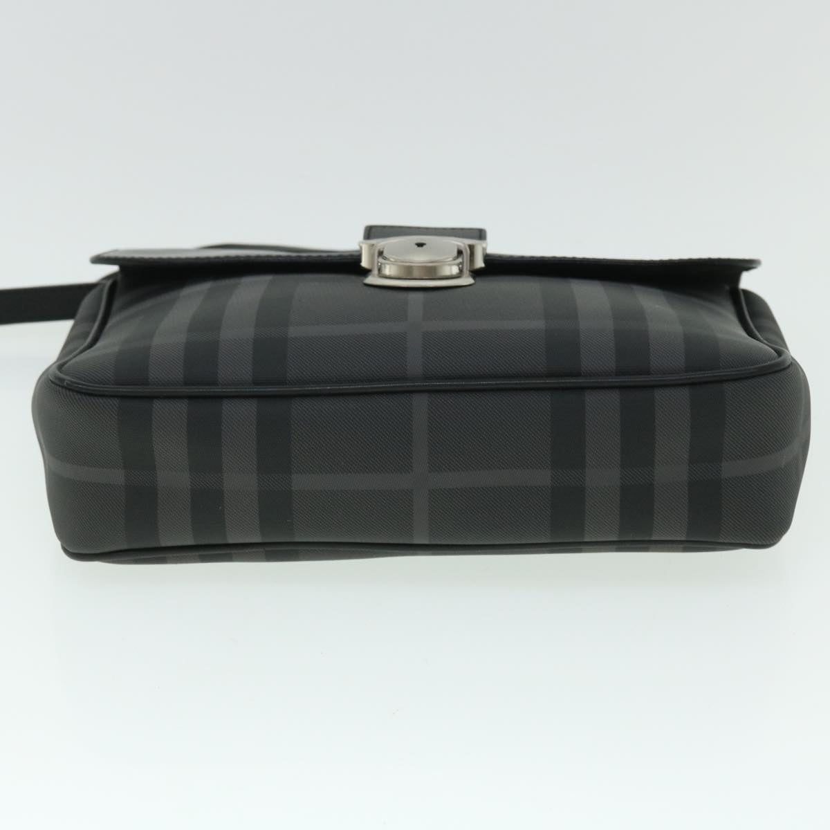 BURBERRY Nova Check Clutch Bag Coated Canvas Leather Black Auth yk8453