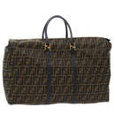 FENDI Zucca Canvas Boston Bag Brown Black Auth yk8493-1