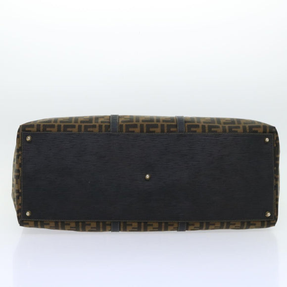 FENDI Zucca Canvas Boston Bag Brown Black Auth yk8493